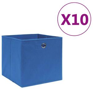 Úložné boxy 10 ks netkaná textilie 28 x 28 x 28 cm modré 325197