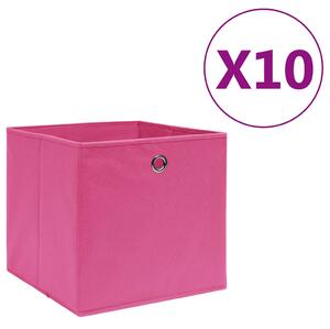 Úložné boxy 10 ks netkaná textilie 28 x 28 x 28 cm růžové 325205