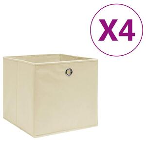 Úložné boxy 4 ks netkaná textilie 28 x 28 x 28 cm krémové 325215