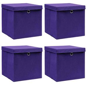 Úložné boxy s víky 4 ks 28 x 28 x 28 cm fialové 325212