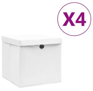 Úložné boxy s víky 4 ks 28 x 28 x 28 cm bílé 325208