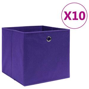 Úložné boxy 10 ks netkaná textilie 28 x 28 x 28 cm fialové 325213