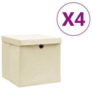 Úložné boxy s víky 4 ks 28 x 28 x 28 cm krémové 325216