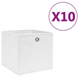 Úložné boxy 10 ks netkaná textilie 28 x 28 x 28 cm bílé 325209