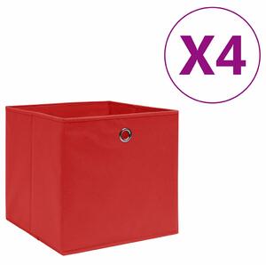 Úložné boxy 4 ks netkaná textilie 28 x 28 x 28 cm červené 325219