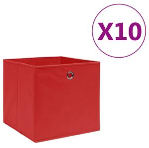 Úložné boxy 10 ks netkaná textilie 28 x 28 x 28 cm červené 325221