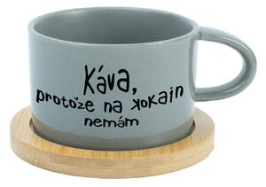 KÁVA, PROTOŽE NA KOKAIN NEMÁM - šedý hrníček makronka 200 ml