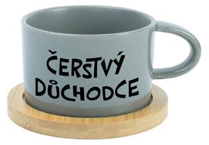ČERSTVÝ DŮCHODCE - šedý hrníček makronka 200 ml
