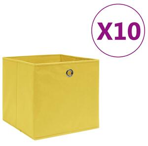 Úložné boxy 10 ks netkaná textilie 28 x 28 x 28 cm žluté 325225