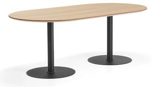 AJ Produkty Stůl METRIC, oválný, 2000x1000x720 mm, černá/dub