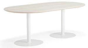 AJ Produkty Stůl METRIC, oválný, 2000x1000x720 mm, bílá/jasan