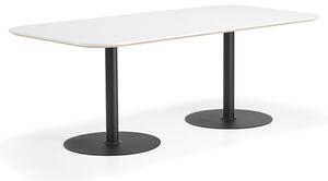 AJ Produkty Stůl METRIC, zaoblené rohy, 2000x1000x720 mm, černá/bílá