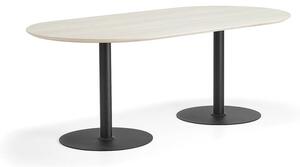 AJ Produkty Stůl METRIC, oválný, 2000x1000x720 mm, černá/jasan