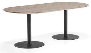 AJ Produkty Stůl METRIC, oválný, 2000x1000x720 mm, černá/ořech