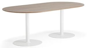 AJ Produkty Stůl METRIC, oválný, 2000x1000x720 mm, bílá/ořech