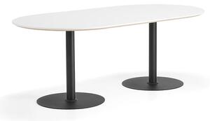 AJ Produkty Stůl METRIC, oválný, 2000x1000x720 mm, černá/bílá