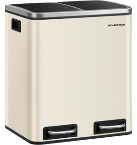 Koš na třídění odpadu SORT 30l (2×15l), béžová/stříbrná/černá SongmicsHome