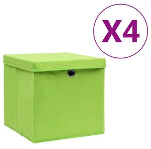 Úložné boxy s víky 4 ks 28 x 28 x 28 cm zelené 325228