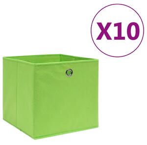 Úložné boxy 10 ks netkaná textilie 28 x 28 x 28 cm zelené 325229