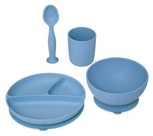 Jídelní set pro děti s přísavkami, 4 kusy, modrý