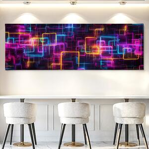 Obraz na plátně - Plynoucí neonové vzory FeelHappy.cz Velikost obrazu: 240 x 80 cm