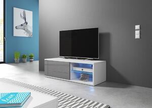 Vivaldi TV stolek Best s LED osvětlením 100 cm bílý mat/šedý lesk