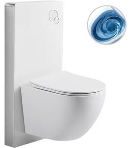 Kompletní WC set Modul/Cesso - bílá lesklá - integrované WC tlačítko - pneumatický modul - 49x36 cm - 979845