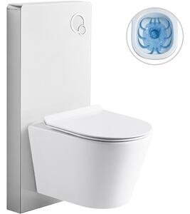 Kompletní WC set Modul/Carlito - bílá lesklá - integrované WC tlačítko - pneumatický modul - 48,5x36,5 cm