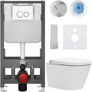 Závěsné WC s bidetem Basic/Cronus Premium - bílá lesklá - WC tlačítko Dualo/Bílá - volně stojící - předstěnová instalace - 59,3x38,4 cm