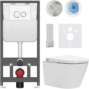 Závěsné WC s bidetem Basic/Cronus Premium - bílá lesklá - WC tlačítko Dualo/Bílá - závěsné - předstěnová instalace - 59,3x38,4 cm