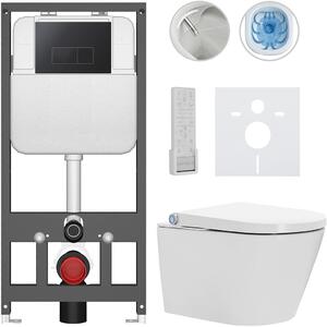 Závěsné WC s bidetem Basic/Cronus Premium - bílá lesklá - WC tlačítko Modulo/Černá - závěsné - předstěnová instalace - 59,3x38,4 cm