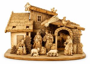 AMADEA Dřevěný skládací betlém sépiový 3D 6 cm