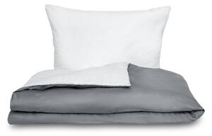 Saténové povlečení LUXURY COLLECTION tmavě šedé/bílé
