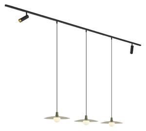 Moderní kolejnicový systém černý se 2 bodovými světly a 3 závěsnými svítidly zelený 1-fázový - Slimline Uzzy Panzi