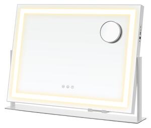 Kosmetické zrcadlo DAHLIA s LED osvětlením, 10x62,5x45,8 cm, bílá SongmicsHome