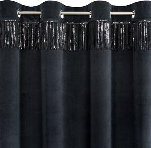 Dekorační vzorovaný velvet závěs JASAN černá/černá 140x250 cm (cena za 1 kus) MyBestHome