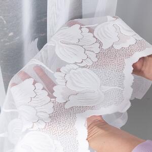 Dekorační vzorovaná záclona na žabky KARINA LONG bílá 200x250 cm (cena za 1 kus dlouhé záclony) MyBestHome
