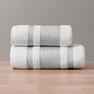 Bavlněný froté ručník s bordurou LIONEL 50x90 cm, bílá/stříbrná, 450 gr Mybesthome