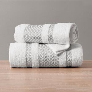 Bavlněný froté ručník s bordurou LIONEL 50x90 cm, bílá/stříbrná, 450 gr Mybesthome
