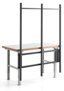 AJ Produkty Zadním rám k pracovnímu stolu ROBUST/SOLID, 1500 mm, 3 sloupky, tmavě šedý