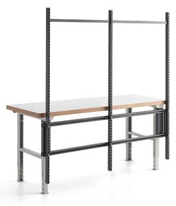 AJ Produkty Zadním rám k pracovnímu stolu ROBUST a SOLID, 2000 mm, 3 sloupky, tmavě šedý