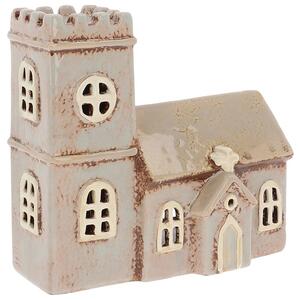 Keramický svícen Domek - Kostel 16 cm