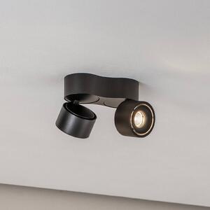 Arcchio LED stropní bodové světlo Rotari, 1240 lm, 2-křídlé, černé, stmívatelný, Černá, Obývací pokoj / jídelna, Hliník, Moderní