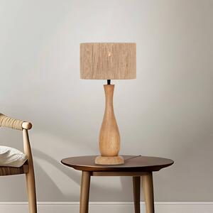 Stolní lampa Toba, juta, dřevo, přírodní povrchová úprava