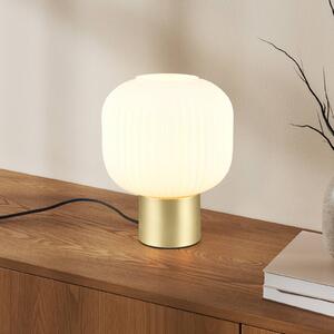 Stolní lampa Diva, mosazná barva, bílá, kov, sklo, E27
