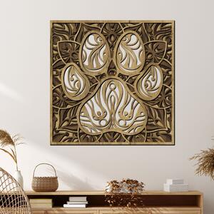Dřevěný obraz TLAPKA | Rozměry (cm): 40x40 | Zvolte barvu dekoru: Dub zlatý-Ořech-Wenge