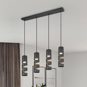 Závěsná lampa Stream, černá Délka 80 cm 4 světla kovová GU10