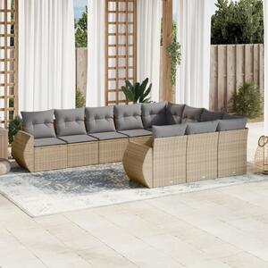 10dílná zahradní sedací souprava s poduškami béžová polyratan 3254226