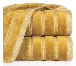 Bavlněný froté ručník s proužky GLORIA 50x90 cm, mustard/hořčicová, 500 gr Mybesthome