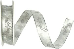 Vánoční stuha organzová GLITTER STAR SILVER 10mm x 2m (9,- Kč/m)